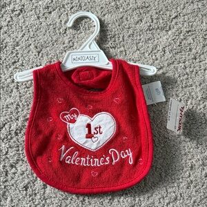 Red Valentine's Day Baby Bib